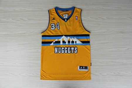 Maillot De Basket Denver Nuggets Melvin.Ely 34 The Snow Capped Mountains Tissus Sportif Fans Edition Jaune